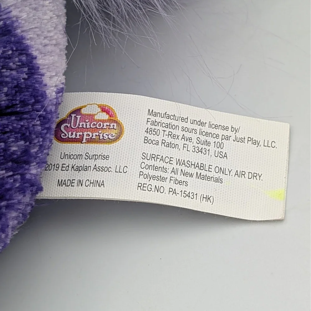 Unicorn Surprise Zoey Purple Tie Dye Plush Mother Just Play Magical Star Toy
